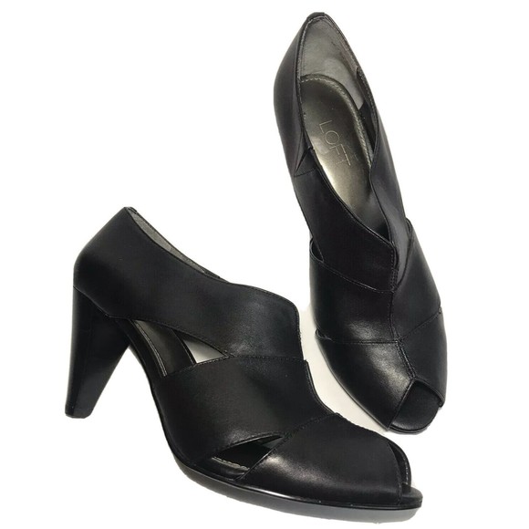 Ann Taylor LOFT Womens Peep Toe Pumps High Heels Black US 8 3" Heel - Picture 2 of 9